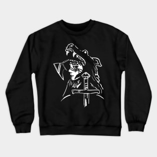 Female warrior in wolf's skin Crewneck Sweatshirt